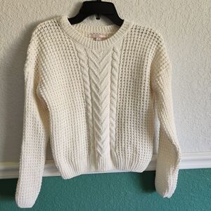 Women’s Cream‎ Cable Knit Sweater | Size Small| Cozy Winter Pullover